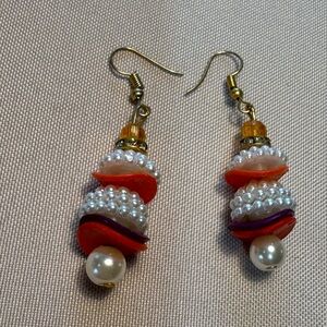 Elegant faux Pearl and Bead Drop Earrings handmade dangle